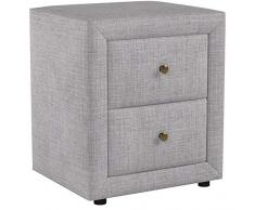 Homestyle4u 1749, Nachtschrank Grau Stoff, Nachttisch mit 2 Schubladen