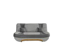 Sofa mit Schlaffunktion und Bettkasten, Couch für Wohnzimmer, Schlafsofa Federkern Sofagarnitur Polstersofa Wohnlandschaft mit Bettfunktion - Feba (Hellgrau + Dunkelgrau (Sawana 21 + Sawana 05))