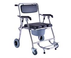 CESUO Älterer fahrbarer Töpfchen-Stuhl-Nachtkommoden-Rollstuhl, faltender kampierender tragbarer Toiletten-Rutschfester Handlauf, Aluminiumlegierung