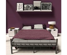 TecTake Metallbett Bettgestell inkl. Lattenrost - Diverse Farben und Größen - (140x200cm, Schwarz)