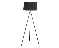 HOMCOM Stehlampe Tripod Schlafzimmer Standleuchte Stehleuchte 40 W Skandinavisch Stoff + Metall schwarz ∅48 x 156 cm