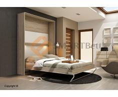 Schrankbett SMARTBett Klappbett Wandbett Gästebett 160x200 Eiche Sonoma / Front Weiß