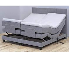 Tesla Dreams Boxspringbett 180x200 Emotion - Elektrisch verstellbare Matratze, 7 Zonen Taschenfederkern-Matratze, Topper VISCO/KALTSCHAUM, H2/H3, Grau (180x200 Kaltschaum, Grau)