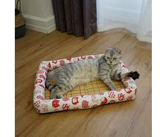 WJFGGXHK Hundebetten,Cartoon Cat Muster Zwinger Hund Matratze Für Schlafcouch Schlafen Pad Sommer Hunde Einfach Zu Reinigen Beißfest Four Seasons Haustier Betten Kissen Für Hund Katze Matte, L