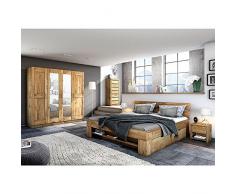 moebelstore24 Futonbett Schlafzimmerbett SARA 180 x 200 inkl. 4 Schubladen Wildeiche Massiv Geölt