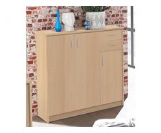 möbelando Kommode Beistellschrank Sideboard Anrichte Standschrank Holzkommode Olli VI Buche