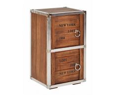 ts-ideen Kommode Regal Schrank Transportkiste 2 Fächer Vintage Style Antik Design Used Look Holz Braun Metall Nieten