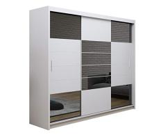 Furniture24_eu Kleiderschrank Schwebetürenschrank Schlafzimmerschrank Aruba II (weiß, 250 cm Breit)