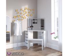 Vicco Eckschminktisch Arielle - Schminktisch Kosmetiktisch Frisierkommode Frisiertisch Schminkspiegel (weiß)