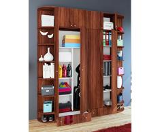VCM Schrank Kleiderschrank Mehrzweckschrank Putzschrank Universal Staubsauger Holz Kern-nussbaum 218x70x40 cm Vandol