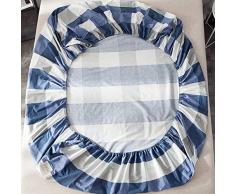 GUANLIDE Laken Baumwolle,Spannbetttücher, flaches Stück Baumwolle, Matratzenschoner für Schlafzimmertextilien vertiefenBlau Plaid_100 * 200cm