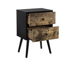[en.casa] Beistelltisch mit Schubladen Vintage Kommode Nachttisch 60 x 40 x 29,5 cm Nachtschrank Retro Nachtkommode Ablage Holz