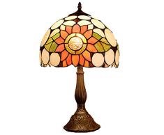 Tischlampe im Tiffany-Stil, 30,5 cm, Retro-Sonnenblume, handgefertigt, Glas, Schreibtischlampe mit antiker Legierung, für Schlafzimmer, Arbeitszimmer, Nachttisch, E27