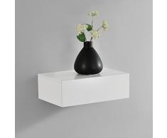 [en.casa] Wandregal mit Schublade 46x30x15cm Mattes Weiß Wandschrank Nachtschrank