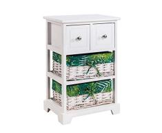 CARO-Möbel Kommode Petunia Highboard Schubladenregal im Vintage Shabby Chic Design mit 2 Schubladen, 2 Körbe