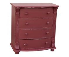 Casa Padrino Jugendstil Kommode mit 4 Schubladen - Barock Landhaus Stil Möbel - Massivholz, Farbkombinationen:Bordeaux Antikstil