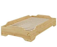 Erst-Holz® Stapelbett, Holzbett, Jugend Bett, Designer Bett 90x200 Massivholz Kiefer mit Rollrost 60.56-09