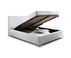 Polsterbett Bett mit Bettkasten 180x200 Weiß Betty Lattenrost Doppelbett Kunstleder