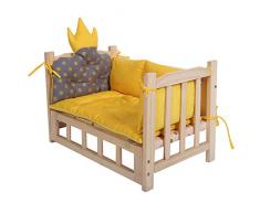 Hundebett, Hölzernes erhöhtes Hundebett mit waschbarer Matratze, reizendes Luxuxhaustier-Bettsofa (größe : S 45×30×30cm)