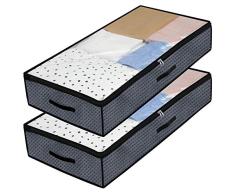 homyfort 2 Stück Unterbetttasche, Unterbettkommode, Unterbett-Aufbewahrungstasche, Kleidung Lagerplätze, Decken Organisator Lagerbehälter, Haus bewegen Tasche, 100 x50 x18 cm, Dunkelgrau, 7X3GR100L