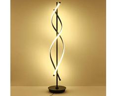 LED Stehleuchte Dimmbar, Schlafzimmer Stehlampe, Wohnzimmerlampe mit Fernbedienung, Augenschutz Leseleuchte, 2-flammig, Geschwungen, mit Schalter, 64 Watt, Schwarz, Höhe 153cm