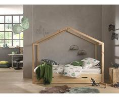 Vipack Dallas 3 Hausbett 90 x 200 cm Liegefläche inkl. Bettschublade, Natur