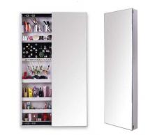 ANLW Schmuckschrank Türmontage Große Speicherkapazität Push-Pull Wandspiegelschrank Schmuckspiegel, Ohrringe, Armbänder Aufbewahrung