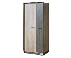 Drehtürenschrank / Kleiderschrank Sichling 01, Rahmen Links, Farbe: Eiche Braun - Abmessungen: 193 x 80 x 58 cm (H x B x T)