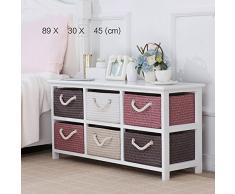 JHCTG Nachttisch Massivholz Rattan Aufbewahrungsbox Schublade Schlafzimmer Schließfächer