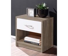 Stella Trading Pepe Nachtkommode, Holz, TRÜFFEL/ABS. WEIß, 28 x 39 x 41 cm