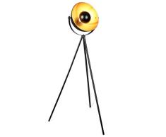 Albrillo Stehlampe Vintage - Retro Design Stehleuchte mit E27 Fassung, Ø 32 cm Studiolampe und Max. 60W Birne, 140cm Standlampe mit Fußschalter, Metall, Schwarz Gold, für Wohnzimmer, Schlafzimmer