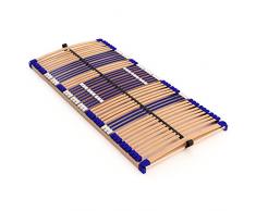 stabiler Lattenrost 100% BUCHE Lattenrahmen - nicht verstellbar, starr - SCHULTERFRÄSUNG, 7 Zonen, 44 Federleisten, Härte-Regulierung, Mittelgurt - FIX COMFORT 44® - fertig montiert (90x210cm)
