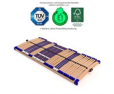 stabiler Lattenrost 100% BUCHE Lattenrahmen - nicht verstellbar, starr - SCHULTERFRÄSUNG, 7 Zonen, 44 Federleisten, Härte-Regulierung, Mittelgurt - FIX COMFORT 44® - fertig montiert (80x200cm)