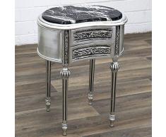 Barock-Stil Kommode mit 2 Schubladen Antik-Stil Lampentisch Silber Konsole Marmor