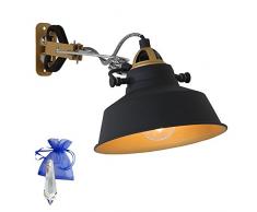 Klemmleuchte Schwarz matt E27 Fassung 230V Vintage Klemmlampe Wandleuchte Industrial Leselampe für LED und Glühlampe im Werkstatt-Leuchte Fabriklampen Loft-Lampe Retro Look 1320ZW + Giveaway