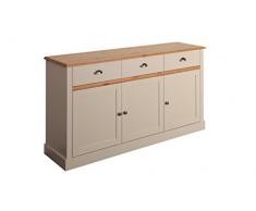 Steens Sandringham Sideboard, 3 Türen und 3 Schubladen, 144 x 81 x 40 cm (B/H/T), teilmassiv, weiß