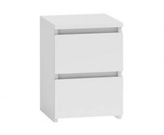 Nachttisch Malwa M2 mit 2 Schubladen, Nachtkonsole, Nachtschrank, Nachtkommode, Beistelltisch, Schlafzimmerkommode, Schlafzimmer Set (Weiß)