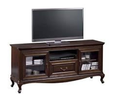 Casa Padrino Jugendstil Sideboard Dunkelbraun 152 x 45,6 x H. 68,2 cm - Fernsehschrank mit 2 Glastüren und Schublade - Wohnzimmermöbel