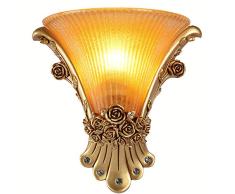 Antik Europäische Blume Kunstharz Nachttisch Wand Lampen Classic gelb Glas Schatten Rose Schlafzimmer Wohnzimmer Wandleuchte Gang Treppen Korridor Wand Leuchten