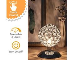 KINGSO Kristall Nachttischlampe Touch Dimmbar LED Tischlampe Silber mit 3 Helligkeitsstufen, Modern Tischleuchte mit G9 Fassung Berührungssensor für Wohnzimmer Schlafzimmer (Ohne G9 Leuchtmittel)