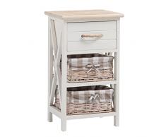 CARO-Möbel Nachttisch Nachtschrank Nachtkommode Perugia in weiß, Shabby Chic Vintage Look, mit Schublade und 2 Körben