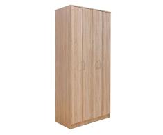 Drehtürenschrank/Kleiderschrank Muros 03, Farbe: Eiche Braun - 222 x 100 x 52 cm (H x B x T)
