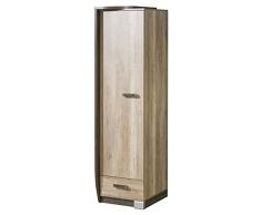 Drehtürenschrank / Kleiderschrank Sichling 17, Rahmen Links, Farbe: Eiche Braun - Abmessungen: 193 x 50 x 58 cm (H x B x T)