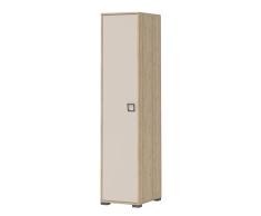 Drehtürenschrank/Kleiderschrank 10, Farbe: Buche/Creme - 198 x 44 x 56 cm (H x B x T)