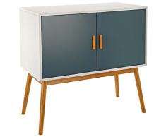LOMOS Design Kommode Lasse aus Holz in weiß mit Zwei grauen Flügeltüren