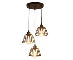Rustikale industrielle Pendelleuchte, 3 Lichter Industrie Decke hängende Leuchte Kronleuchter E27 für Kücheninsel Schlafzimmer Wohnzimmer Esszimmer, schwarz