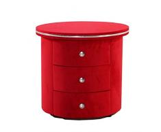 XJZxX Nachttische Spind Leder Nachttisch Nachttisch Mit Schubladenschrank Leder Gepolstert (Größe: 44x43cm) (Color : Red)