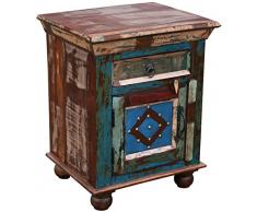 KMH®, Nachttisch Phoenix im Shabby Chic/Vintage Style (aus recyceltem Sheeshamholz gefertigt!) (#202208)