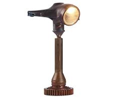 WOHNLING Tischlampe WL3.130 Braun 57cm Eisen Stehlampe Vintage Nostalgie Style | Roller-Retro Design Nachttischleuchte | Industrial Lampe E27 Fassung Metall | Tischleuchte mit griechischem Flair