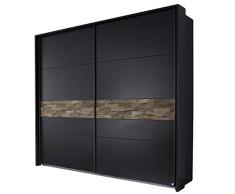 Schwebetürenschrank Milia grau/braun 2 Türen B 233 cm H 214 cm Jugendzimmer Schlafzimmer Schrank Kleiderschrank Schiebetürenschrank